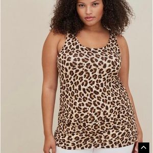 Torrid • Super Soft Double Scoop Neck Ruched Tank in Leopard Print